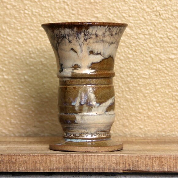 Handmade Wheel-thrown Pottery Wine Cup or Vase by HoJo Clay Arts Earthy Tones - Picture 2 of 6